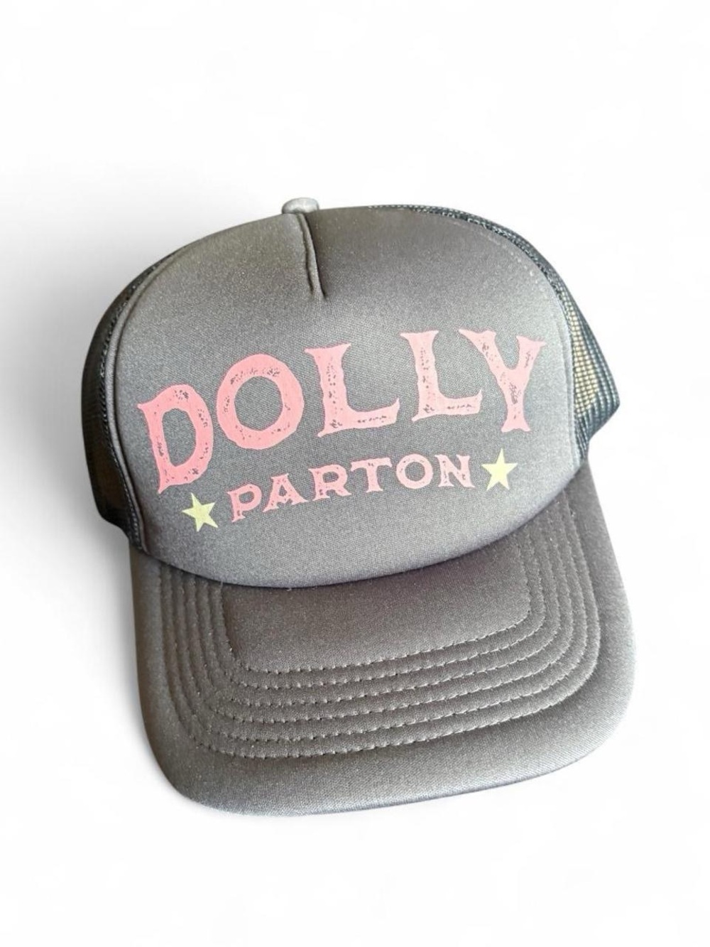 official dolly parton charcoal gray + pink trucker hat - NWT 🦋